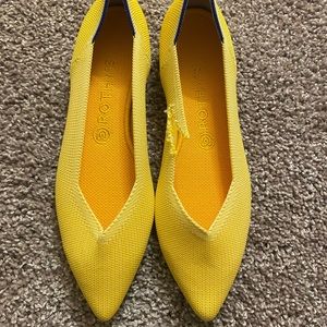 ROTHY’S The Point Yellow Knit Ballet Flat Women's Size 9.5 US NWOB Flawed.